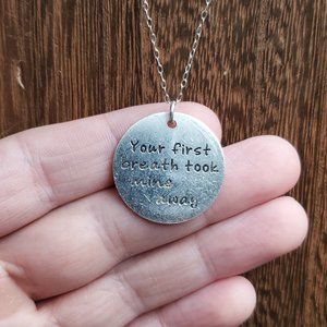 20 Inch Sterling Silver Your First Breath Took Mine Away Necklace